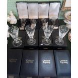 A set of twelve cased Caithness engraved goblets,