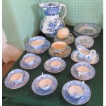 A collection of blue and white china, to include: six cups & saucers, sugar bowl,