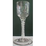 A 19th century opaque twist wine glass,