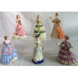 A collection of six Wedgwood figurines of Victorian ladies, to include: Golden Jubilee,