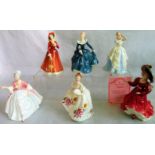 A collection of six Royal Doulton figurines, to include: Julia HN2705, Laura HN2960,