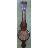 A 19th century mahogany banjo barometer, the silvered dial bearing the inscription J Aprile,