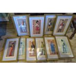 A set of ten framed and glazed prints, military figures in national costume.