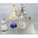 A collection of four Royal Doulton figurines; HRH The Princess of Wales HN2887,