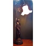 A contemporary table lamp in the form of a semi-clad lady in the classical form.