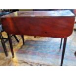 A Victorian mahogany single drawer Pembroke table, on square tapering supports and brass castors.