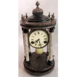 A 19th century and later marble mantle clock, in the form of a six column rotunda.