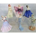 A collection of six Royal Doulton figurines to include: Isadora HN2938, Elaine HN2791, June HN2991,