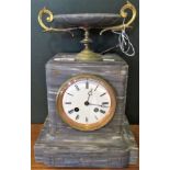 An early 20th century grey marble mantle clock.