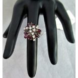 A ruby and diamond cluster ring,