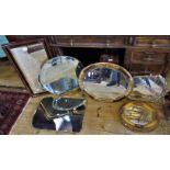 Six miscellaneous wall mirrors, various shapes and sizes.