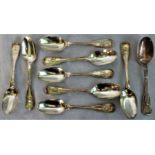 Nine silver tea spoons, Edinburgh 1818,