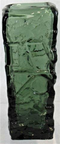 A Whitefriars green glass vase.