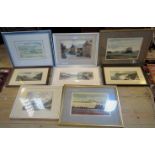 A collection of eight various framed and glazed watercolours, to include: a pair of Devon coastline,
