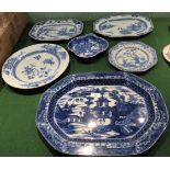 A collection of six 18th & 19th century blue and white Chinese plates decorated in the traditional