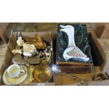 Two boxes of miscellaneous china and glass,