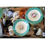 A quantity of miscellaneous china and glass to include Masons ironstone jug, carnival glass dish,