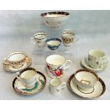 A collection of late 18th century Worcester china to include: tea bowl, cups, saucers,