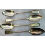 Two silver serving spoons, London 1812, together with two similar, London 1820,