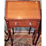 A 20th century lady's writing bureau, with single drawer on tapering supports and pad feet.