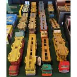 A collection of twelve play worn Corgi car transporters, consisting of mainly Bedford tractor units.