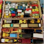 Two boxes of miscellaneous play worn Corgi and Dinky Toys to include: an air passenger coach,