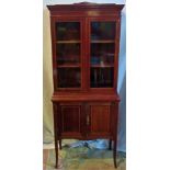 An Edwardian mahogany and inlaid china cabinet,