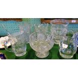 Six items of glassware, to include: lemonade jug, water jug and other related items.