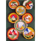 A collection of eight Wedgwood limited edition plates in the Bizarre pattern,