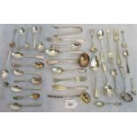 A quantity of Scottish and English spoons, forks, ladles and tongs, various dates and makers.