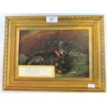 A gilt framed oil on board, Hoppie the pet Dog,