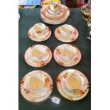 A Mayfair tea service, comprising: six trios, dessert bowls, sugar bowl,