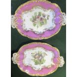 A pair of 19th century hand painted dishes,