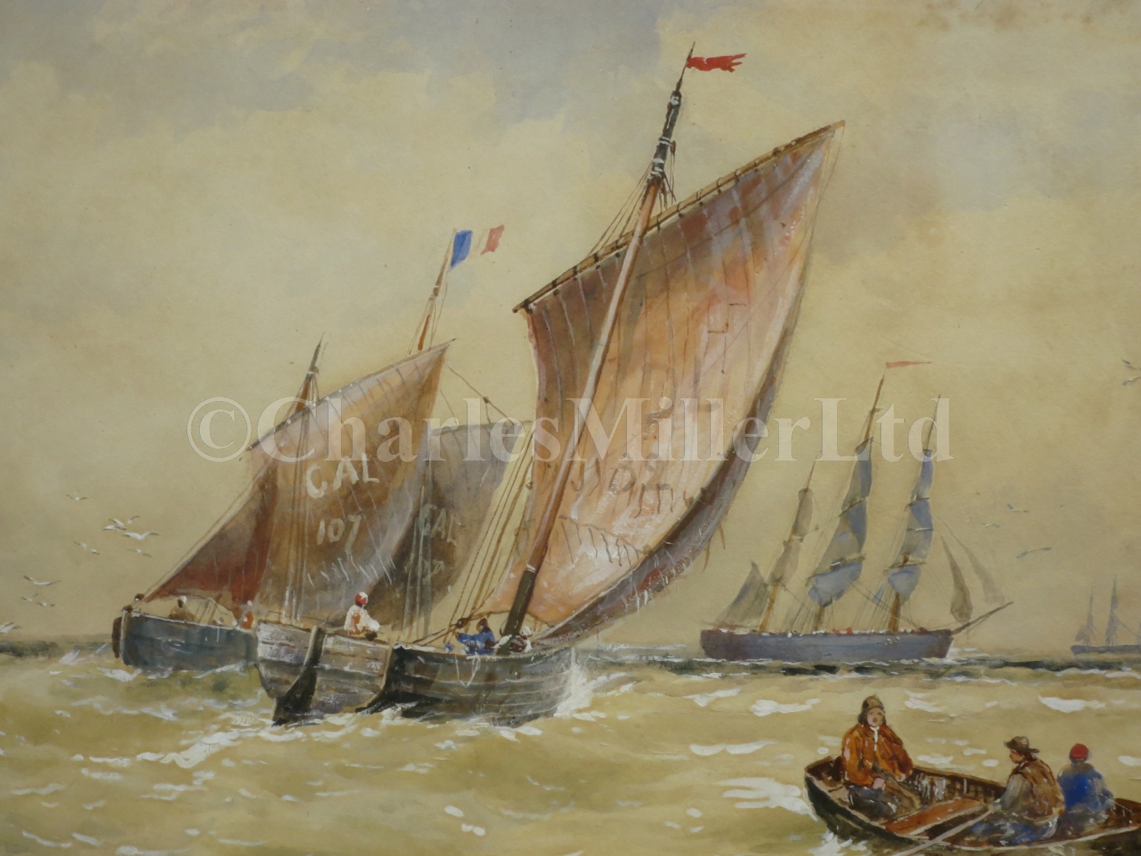 THOMAS BUSH HARDY (BRITISH, 1842-1897) - Deal and Calais fishing boats off Calais - Image 4 of 6