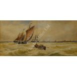THOMAS BUSH HARDY (BRITISH, 1842-1897) - Deal and Calais fishing boats off Calais