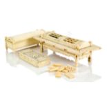 AN EARLY 19TH CENTURY FRENCH NAPOLEONIC P-O-W BONE DOMINO SET; and two other examples