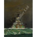 ARR CECIL WYND, AFTER CHARLES PEARS (BRITISH, 20TH CENTURY) - HMS 'Revenge' coming out of a squall