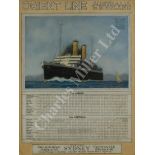 AN ORIENT LINE AUSTRALIA TO ENGLAND SCHEDULE, CIRCA 1914; and a quantity of Orient Line ephemera