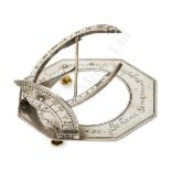 A RARE PORTABLE SILVER COMPASS SUNDIAL BY JOHANN SOMMER, AUGSBURG, CIRCA 1680