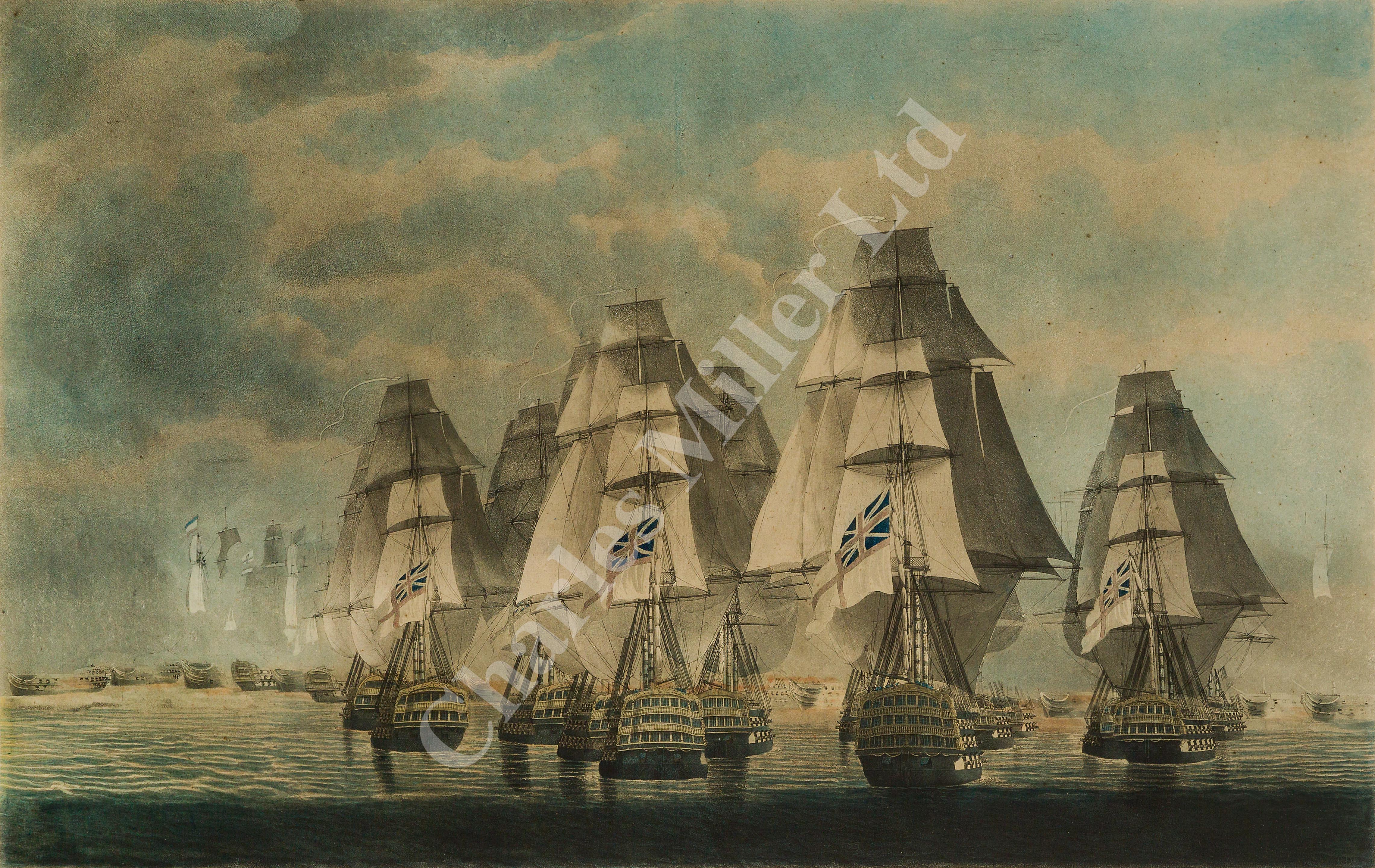 AFTER ROBERT DODD (BRITISH, 1748-1815) - Battle of Trafalgar; a set of four