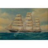 ARR PELHAM JONES (BRITISH, 1890-1950) - Study of the three-masted schooner 'Benicia'