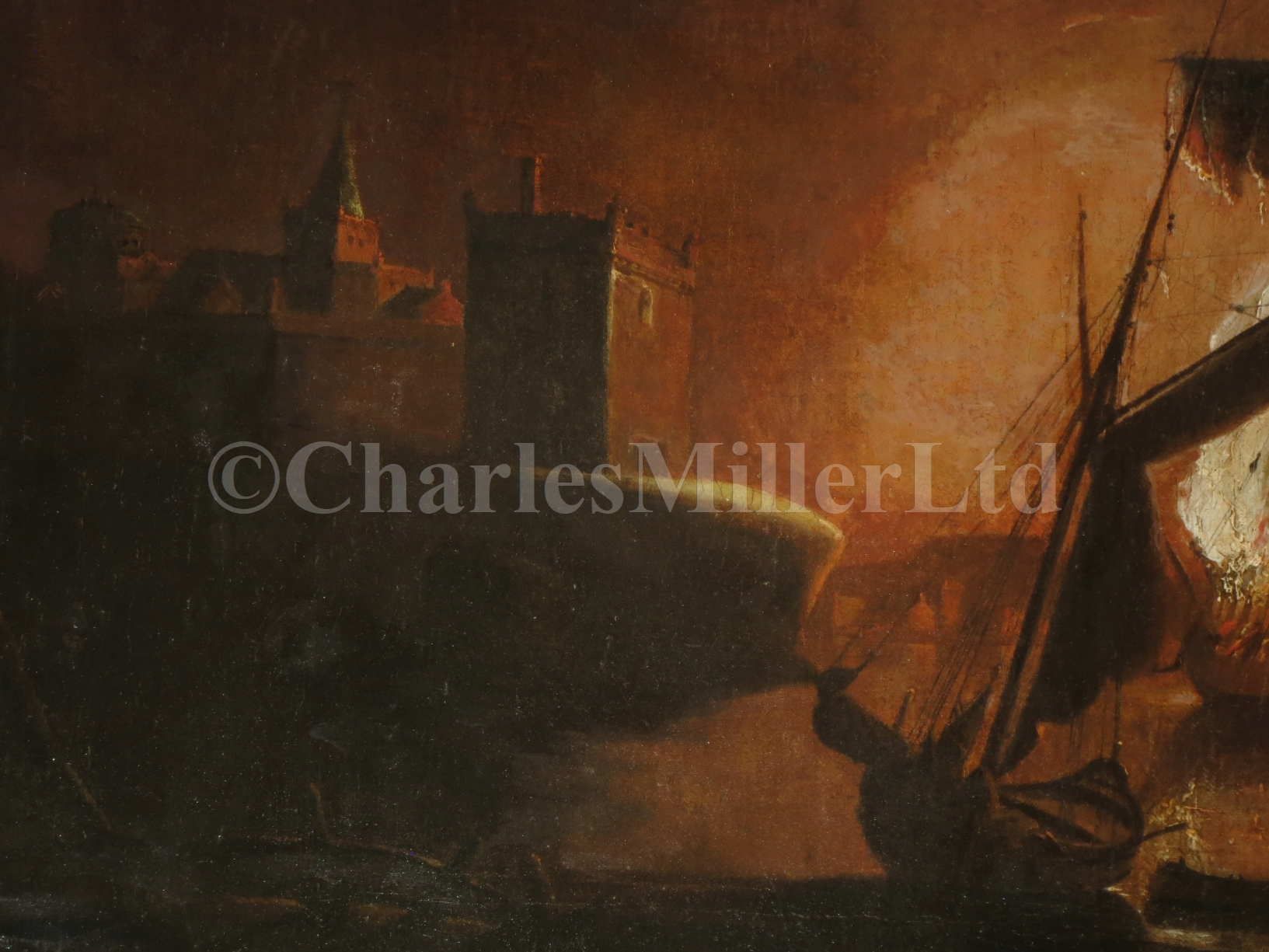 PETER MONAMY (BRITISH, 1681-1749) - A ship on fire at night - Image 2 of 6
