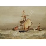 FREDERICK JAMES ALDRIDGE (BRITISH, 1850-1933) - Coastal scene with paddle steamer & other shipping