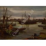 ATTRIBUTED TO CHARLES NAPIER HEMY (BRITISH, 1841-1917) - Harbour scene in Newcastle