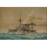ARR W.J. SUTTON (BRITISH, 20TH CENTURY): The cruisers H.M.S. 'Cressy' & H.M.S. 'Devonshire'