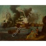 CONTINENTAL SCHOOL, LATE 18TH CENTURY - Two Turkish figures observing a naval battle