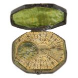 A BRASS COMPASS SUNDIAL BY MICHAEL BUTTERFIELD, PARIS, CIRCA 1700