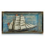 A SAILOR'S PICTURE HALF MODEL OF THE COMPOSITE BARQUE OCEAN ROVER OFF HAWAII, C1880