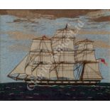 A 19TH CENTURY SAILOR'S WOOLWORK PICTURE