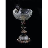 Viennese rock-crystal, enamel and silver figural compote